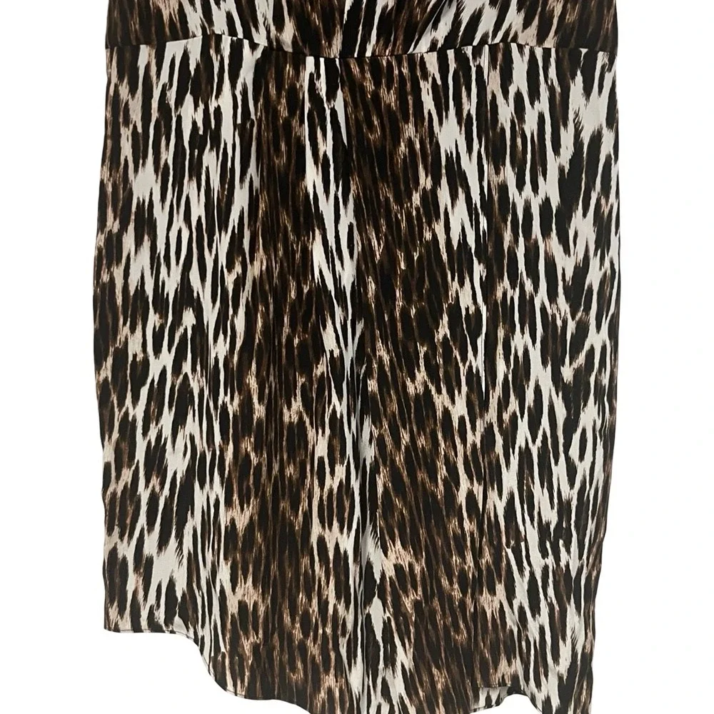 L AGENCE Cipriana Asymmetrical Faux Wrap Dress Leopard‎ Print 100% Silk Size 8